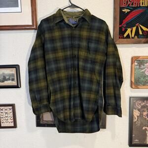 Vintage 60s/70s RARE Pendleton Men's Plaid Colorful Shirt 100% (Hole Near Elbow)
